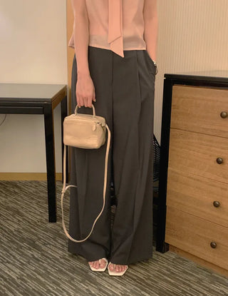 [2 colors] One-tuck summer slacks