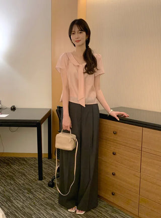 [3 colors] Tie Ribbon Blouse