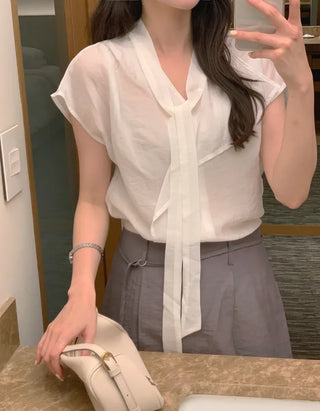 [2 colors] Pintuck Short-Sleeve Long Dress