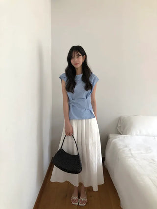 [2 colors] Striped Sleeveless Blouse