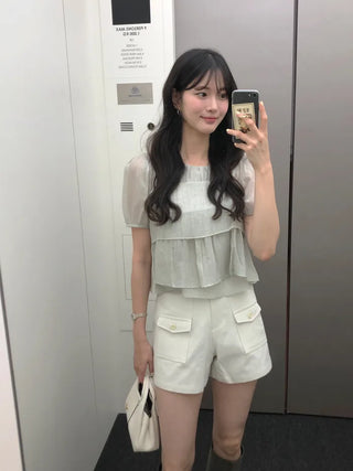 [2 colors] Meriel Sleeveless Set Blouse