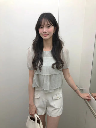 [2 colors] Meriel Sleeveless Set Blouse