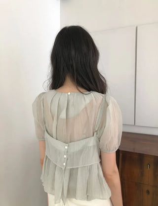 [2 colors] Meriel Sleeveless Set Blouse