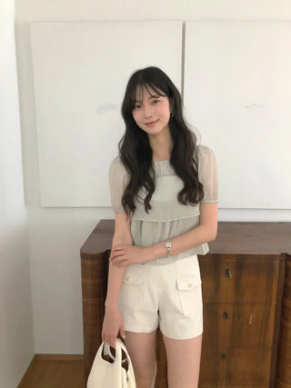[2 colors] Meriel Sleeveless Set Blouse