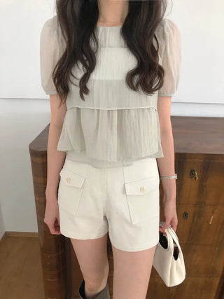 [2 colors] Meriel Sleeveless Set Blouse
