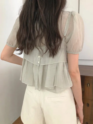[2 colors] Meriel Sleeveless Set Blouse