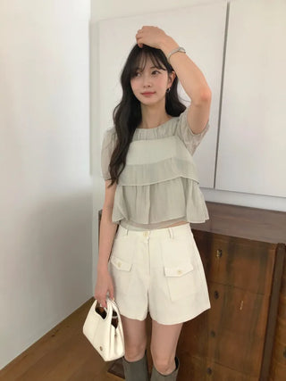 [2 colors] Meriel Sleeveless Set Blouse