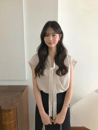 [2 colors] Pintuck Short-Sleeve Long Dress