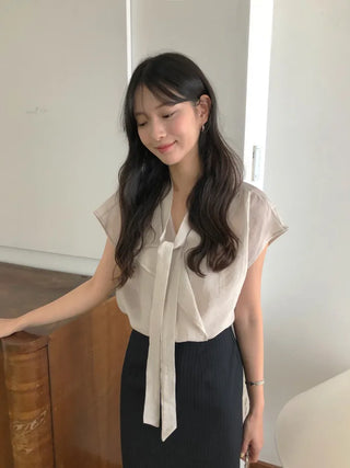 [2 colors] Pintuck Short-Sleeve Long Dress