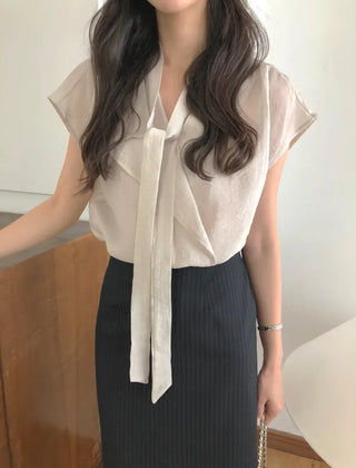 [2 colors] Pintuck Short-Sleeve Long Dress