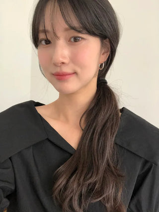 [2 colors] Ribbon Collar Wrap Blouse