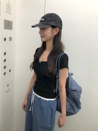 [4 colors] Waffle Burton Crop T-shirt