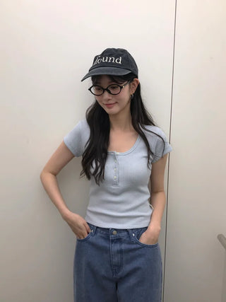 [4 colors] Waffle Burton Crop T-shirt
