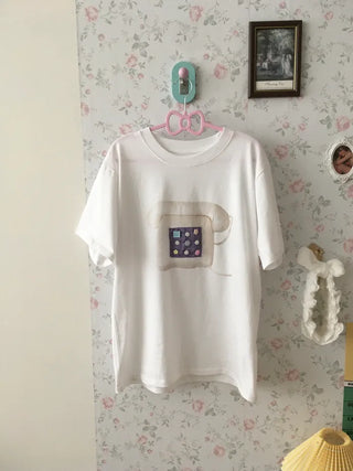 [2 colors] Button-up ribbed short-sleeved T-shirt