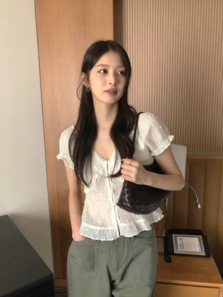 Lace V-neck blouse
