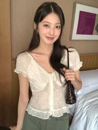 Lace V-neck blouse