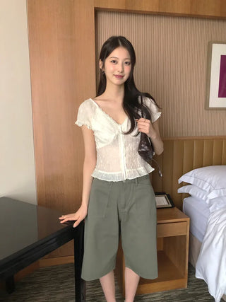 [2 colors] Bermuda Cotton Pants