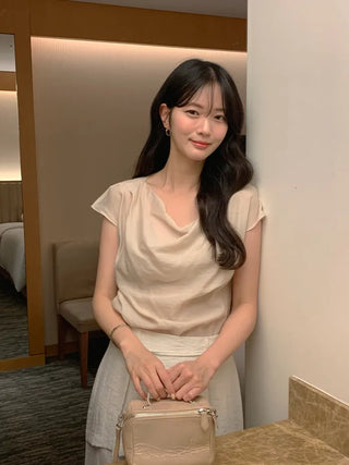 [3 colors] Crepe blouse