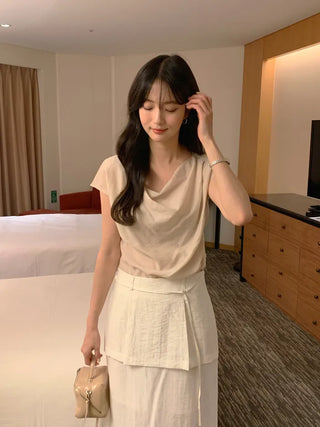 [3 colors] Crepe blouse