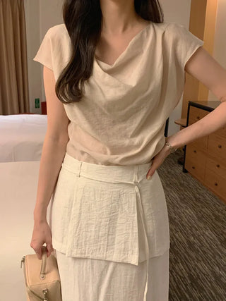 [3 colors] Crepe blouse
