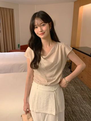 [3 colors] Crepe blouse
