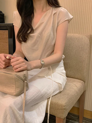 [3 colors] Crepe blouse