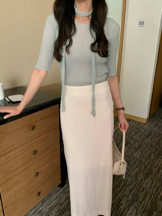 [3 colors] Summer Long Skirt