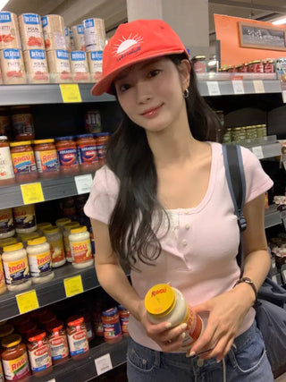[4 colors] Waffle Burton Crop T-shirt