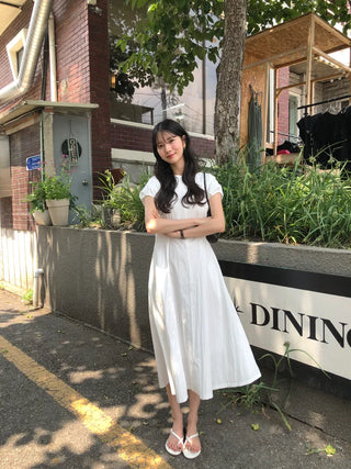 [2 colors] Puff Long Dress