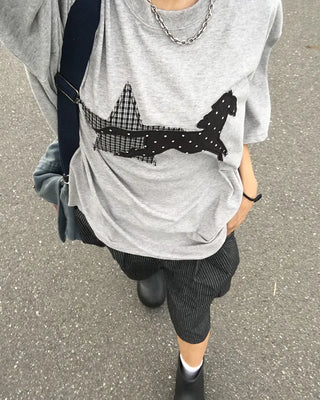 (Unisex) Striped Black Denim Loop Bermuda Pants