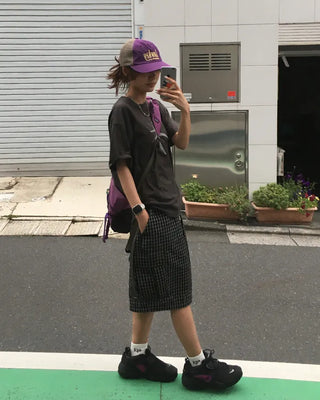 (Unisex) Check Star Patch Stitch Half T-Shirt