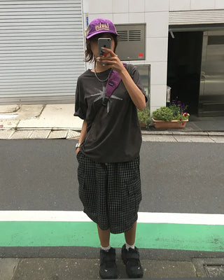 (Unisex) Check Star Patch Stitch Half T-Shirt