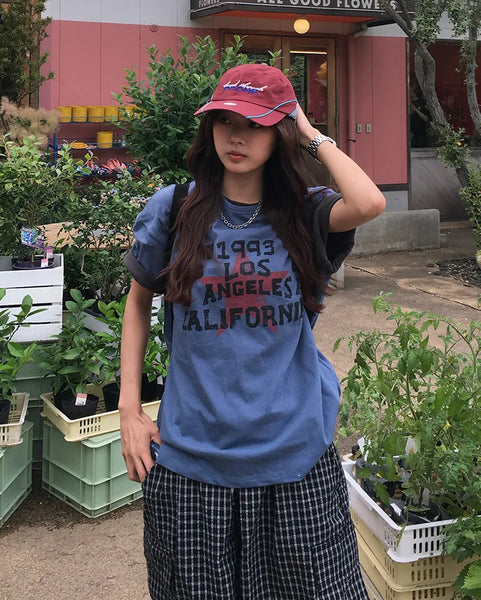 (Unisex) Star Vintage Lettering Half T-Shirt