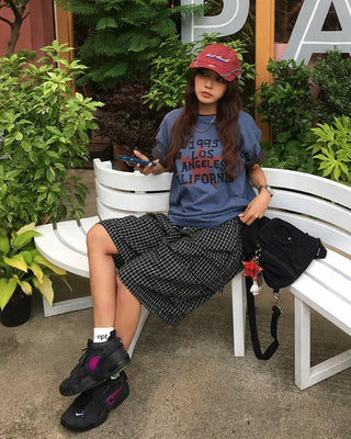 (Unisex) Check Seersucker Half Cargo Pants