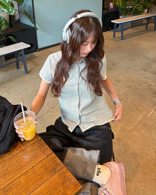 Graph Check Seersucker Layered Half Shirt