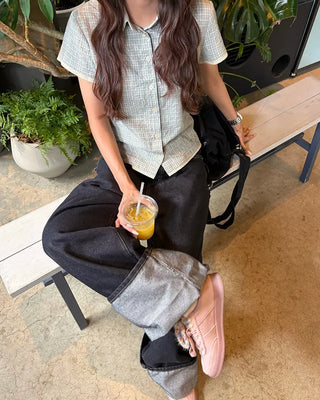 Graph Check Seersucker Layered Half Shirt