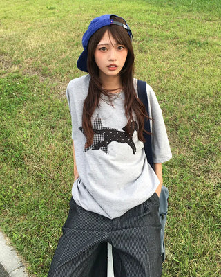(Unisex) Striped Black Denim Loop Bermuda Pants