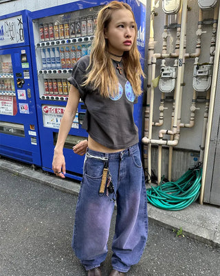 (ORIGINAL) Loose-fit denim pants (purple)