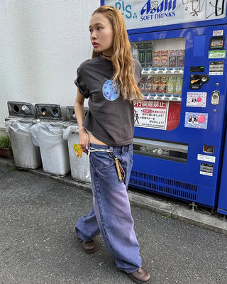 (ORIGINAL) Loose-fit denim pants (purple)