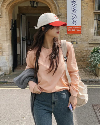 (Standard Fit/Loose Fit) Clean Long-Sleeve T-Shirt