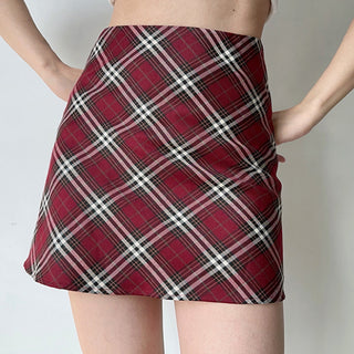 Retro red plaid skirt