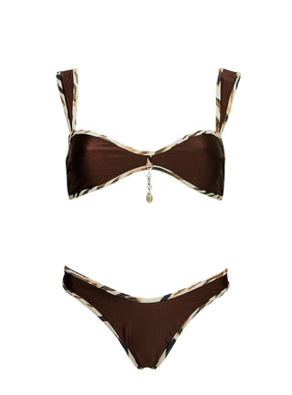 Romola Scoop Bikini Top Brown Multi