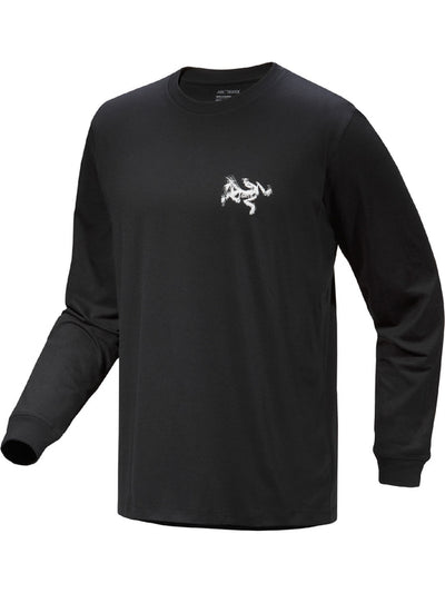 [arcteryx] Crag SL Cotton Bird Tile Long Sleeve Men's - Black / Arctic Silk