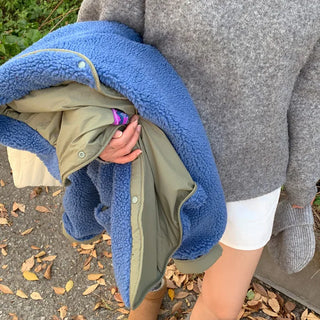 [3 colors] Bi-color reversible fleece dumble hoodie