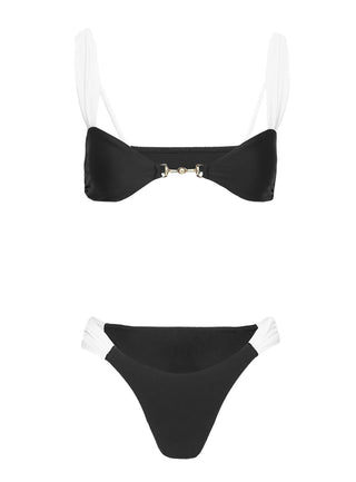 Siamese Bikini Top Black  White