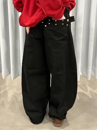 (Unisex) Studded Belt Wide Pants