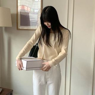 Asymmetrical Button Knit Cardigan