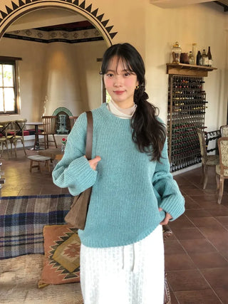 (11 colors) Round neck loose fit knit