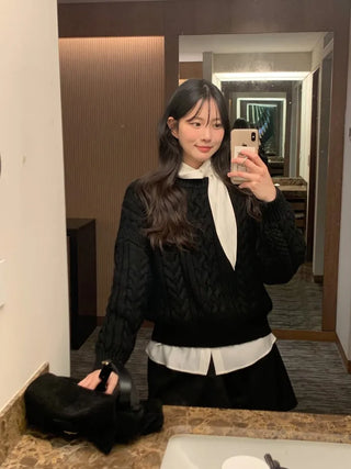 (4 colors) Oversized Cable Knit