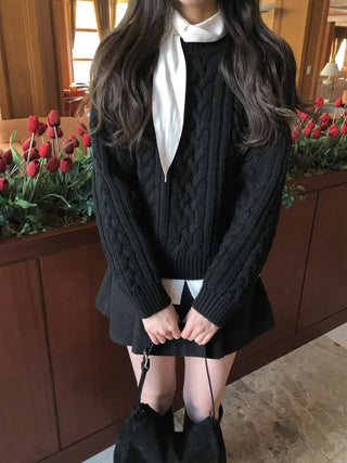 (4 colors) Oversized Cable Knit